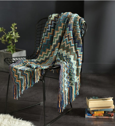 Fringed Knitted Small Blanket Napping Blanket Sofa Blanket