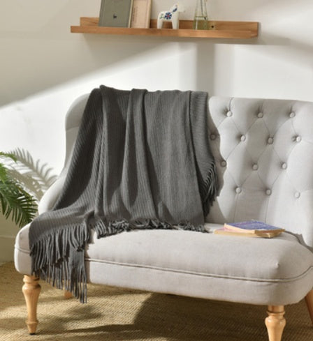 Fringed Knitted Small Blanket Napping Blanket Sofa Blanket