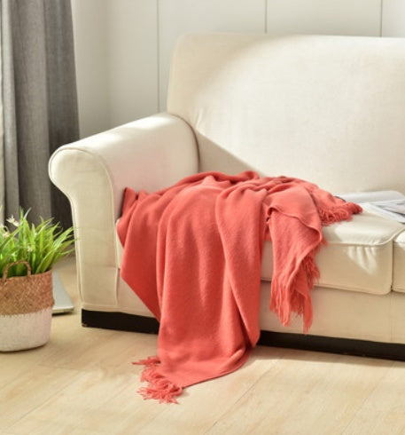 Fringed Knitted Small Blanket Napping Blanket Sofa Blanket