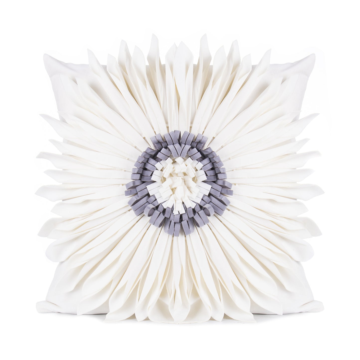 Fashion Modern Style White Throw Pillows Velvet Stitching 3D Chrysanthemum Cushion Waist Pillow Blue Cushion Case